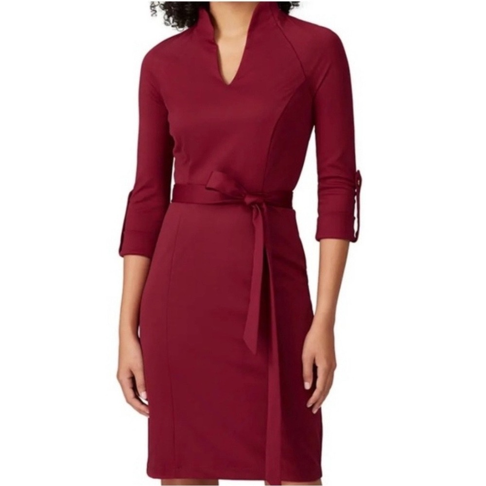 Alexia Admor Raspberry Red Mock Neck Sheath Dress Size M NWT